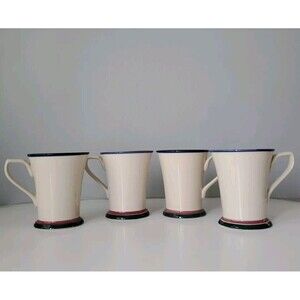Concentrics Blue By Noble Excellence Set Of 4 Vintage Coffee Cups Mugs 12 OZ